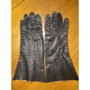 Vtg Bamberger's Macy's Whitbey Black Washable Leather Women's Gloves Sz 7 Wrist